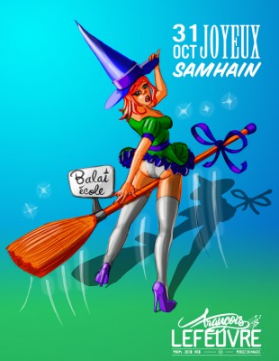 Pinup Samhain fête celtique illustration